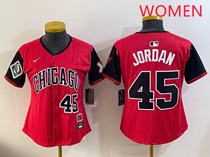 Women 2025 Chicago White Sox #45 Jordan Red Joint Name Nike MLB Jersey style 7